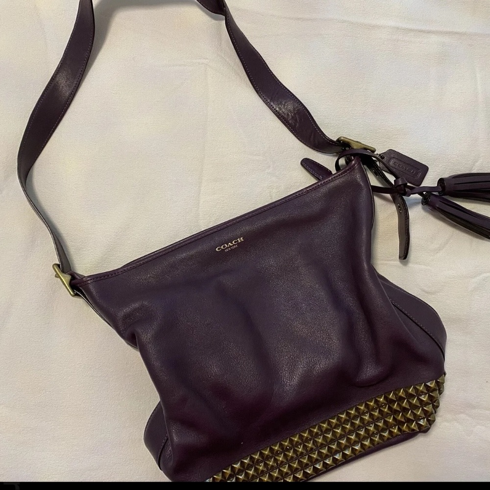 Legacy Coach Purple Crossbody Bag with Gold studs #26413